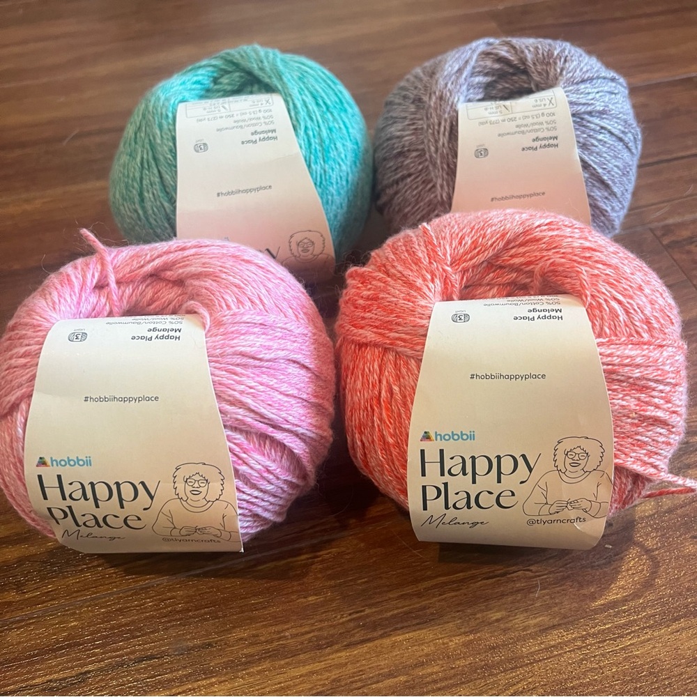 New 4 Hobbii Happy Place Skeins 50 % cotton 50 % wool 100g 250m Knit Crochet